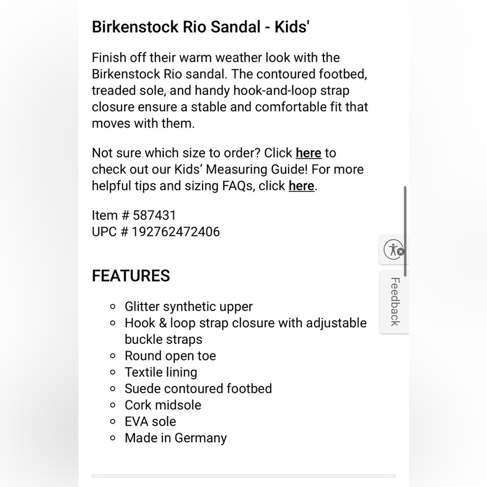 Little Kids Silver Rio‎ Birkenstock Strap On Sandals-Size 27 (US 9-9.5) - Picture 2 of 15